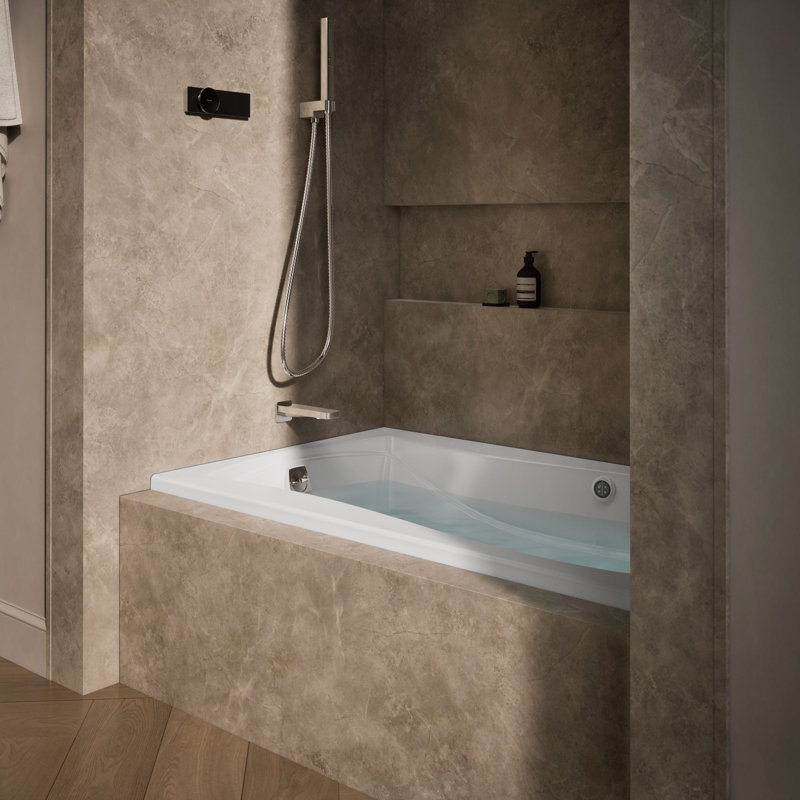 Mariposa 60" x 36" Air Acrylic Bathtub, Blanc, Gauche