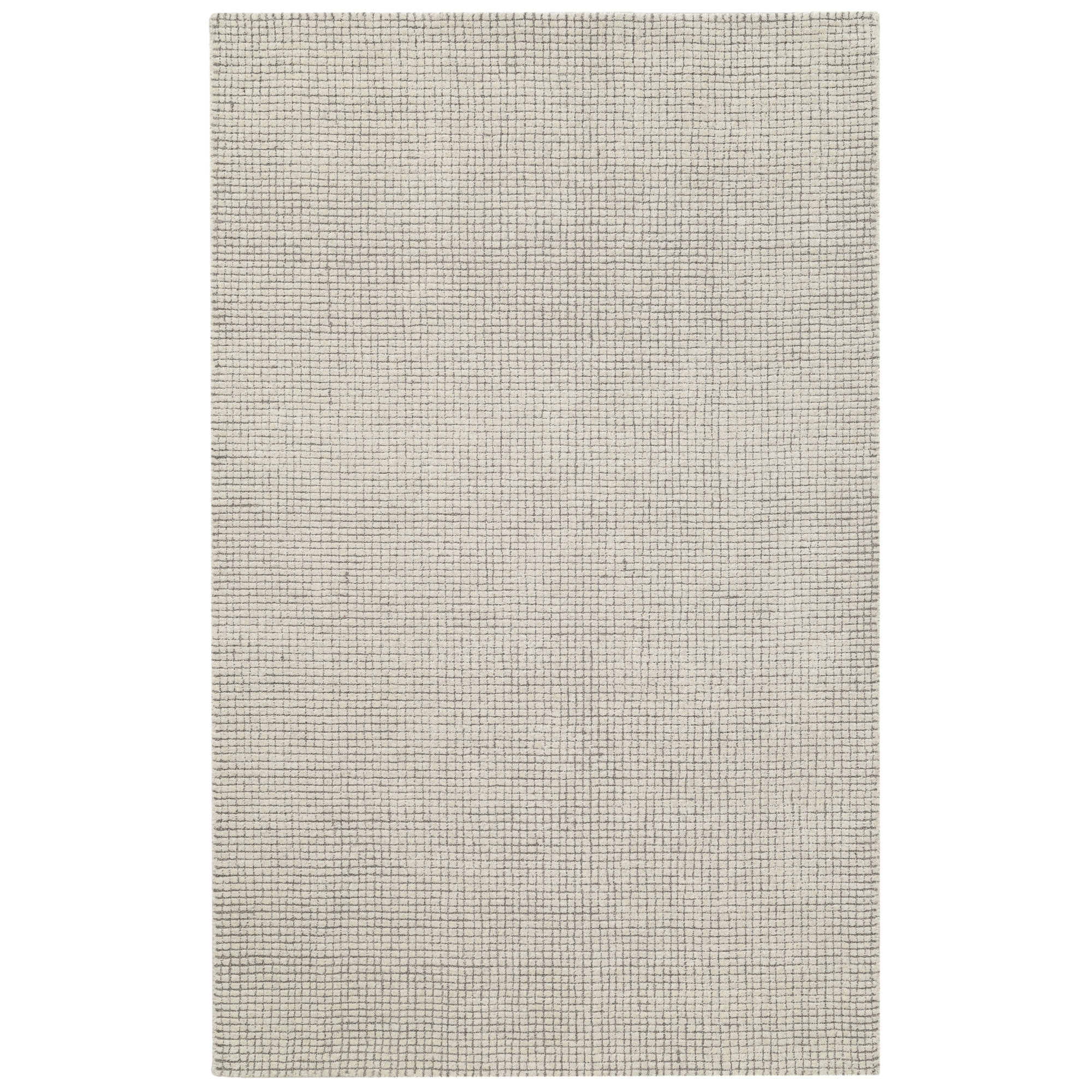 Roth Hand-Tufted Wool Grid Area Rug, Rectangle 8'9" x 11'9", Ivory / Gray