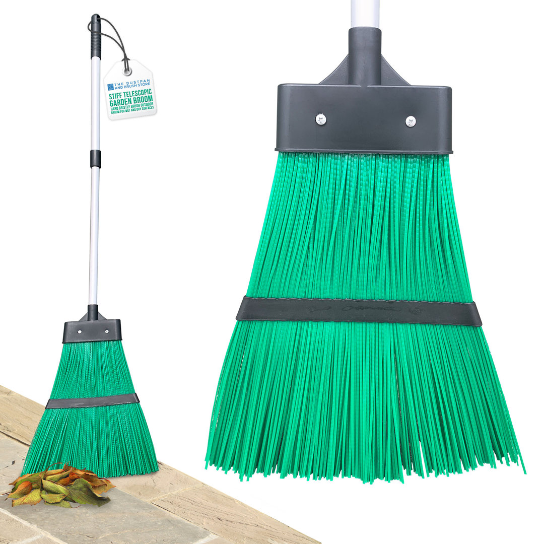 Telescopic Stiff Bristles Garden Broom Yard Sweeping Brush