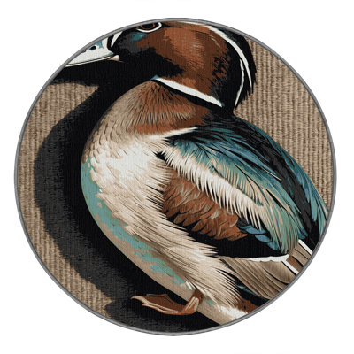  Washable Green winged Teal Birds Area Rug