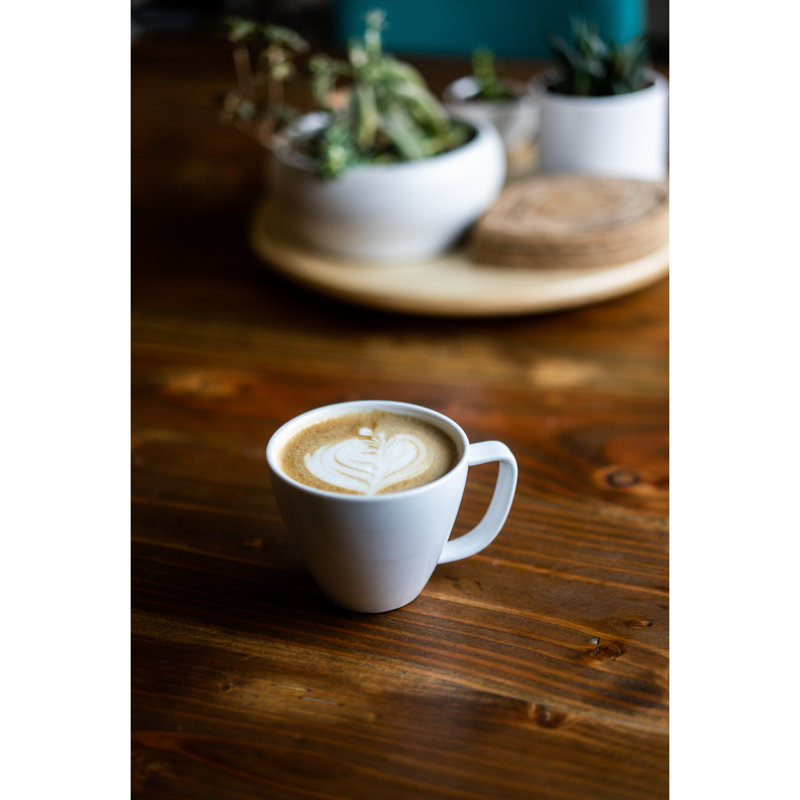 White Ceramic Round Modern Coffee Mugs Set of 4