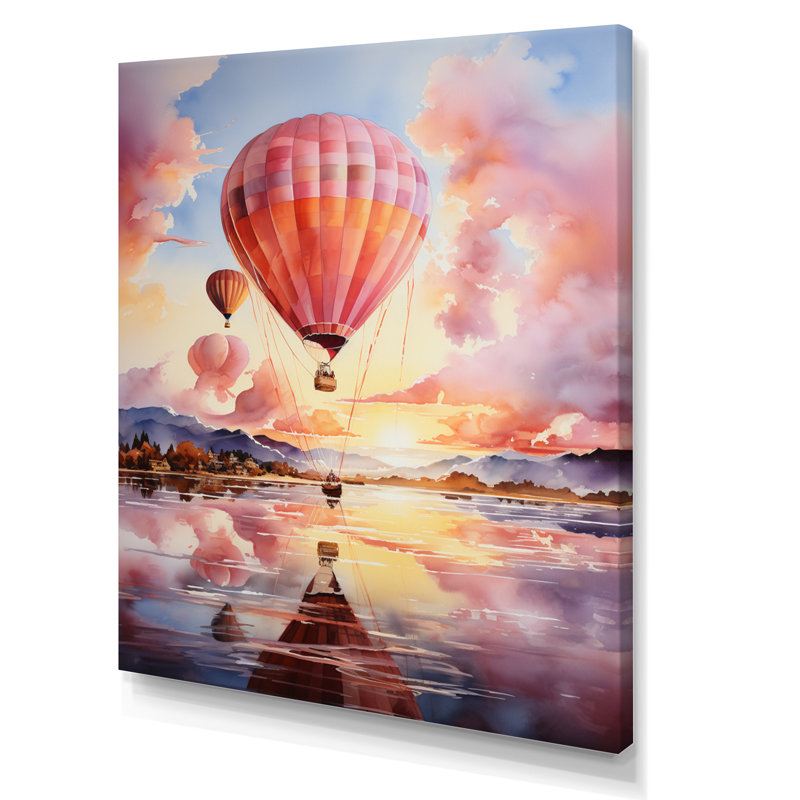 «Hot Ballon Clouds Dreamy Horizons», reproduction d'art sur toile nautique et plage, H 32 po x l 24 po x P 1 po, Toile tendue