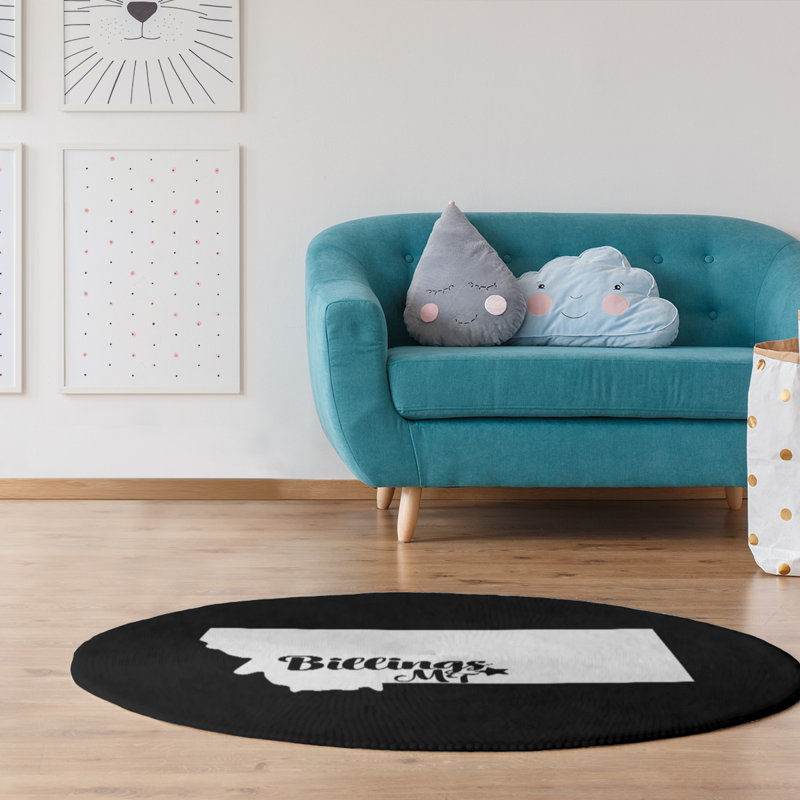 Tapis zone noire en polyester billings montana, Rond 5 pi