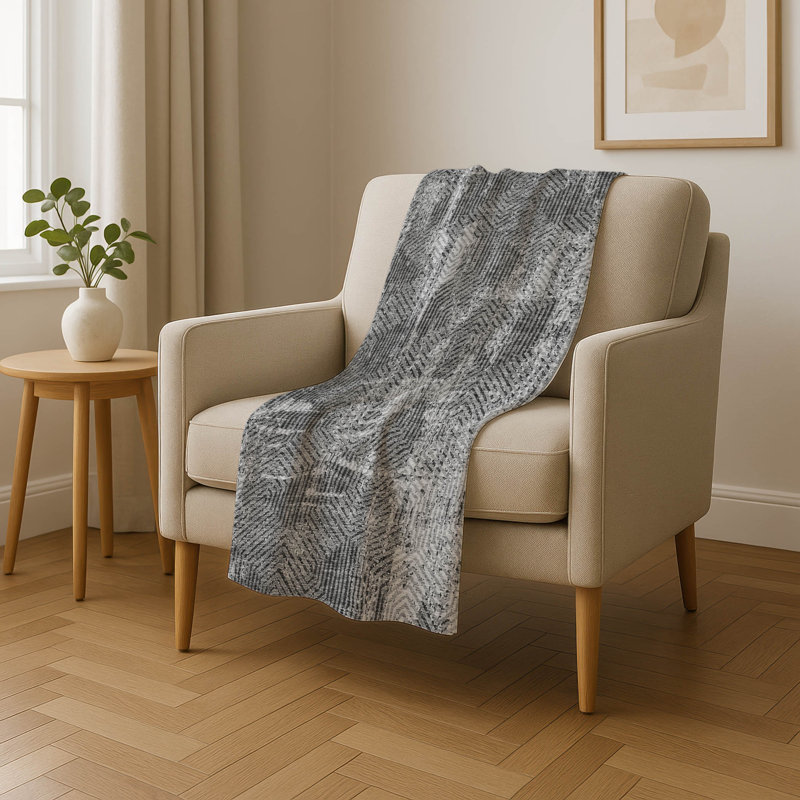 Jeté géométrique Addison Sherpa ASB912, Gris