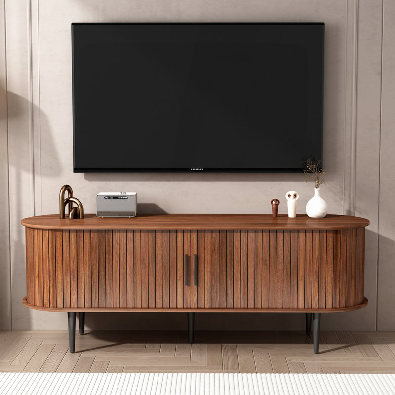 Meuble télé 55 po avec armoire moderne, Noyer