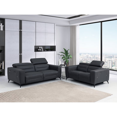 Vonnette Top Grain Italian Leather Power Reclining Sofa and Loveseat by Orren Ellis