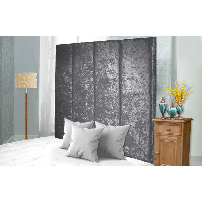 Upholstered Headboard, Grey Velvet, Single (3')