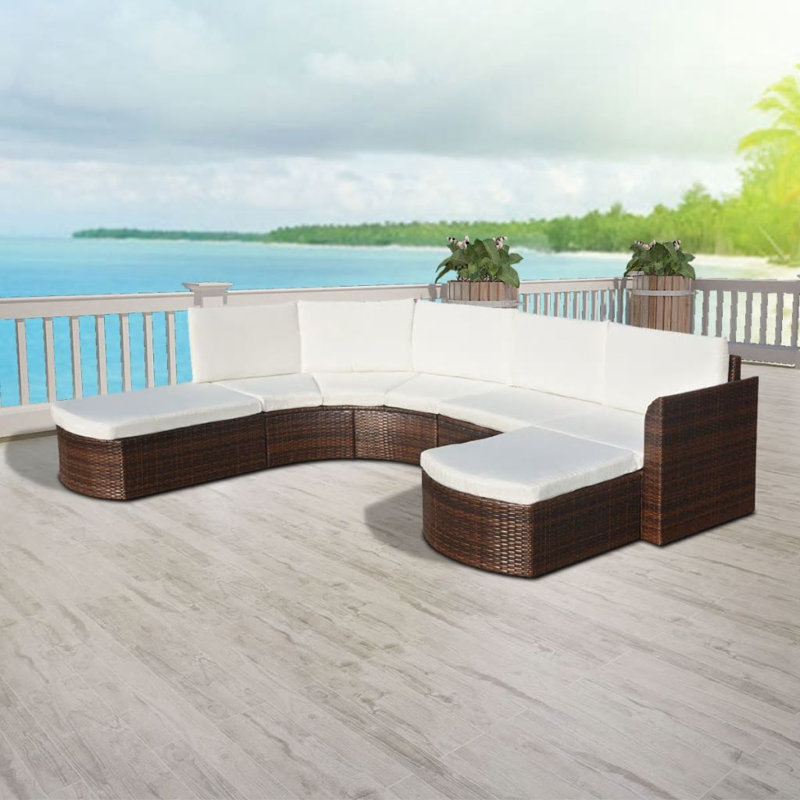 Ensemble de conversation modulaire avec coussins 4 pièces Warrington, Brun