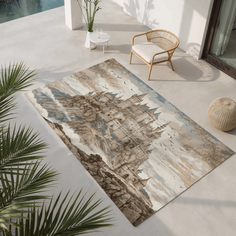 Gilded Walls Indoor And Outdoor Area Rug, Rectangle 2' x 3'