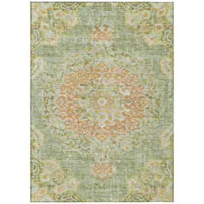 Ornella Green Washable Indoor-Outdoor Rug - 