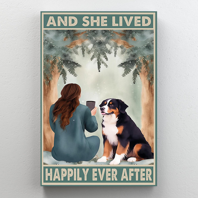 Ineda " Ineda Bernese Mountain And She Lived Happily ", 14" H x 11" W x 1.25" D