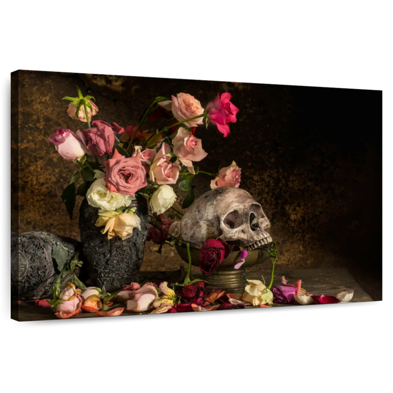 Crâne floral élégant, H 20 po x l 30 po