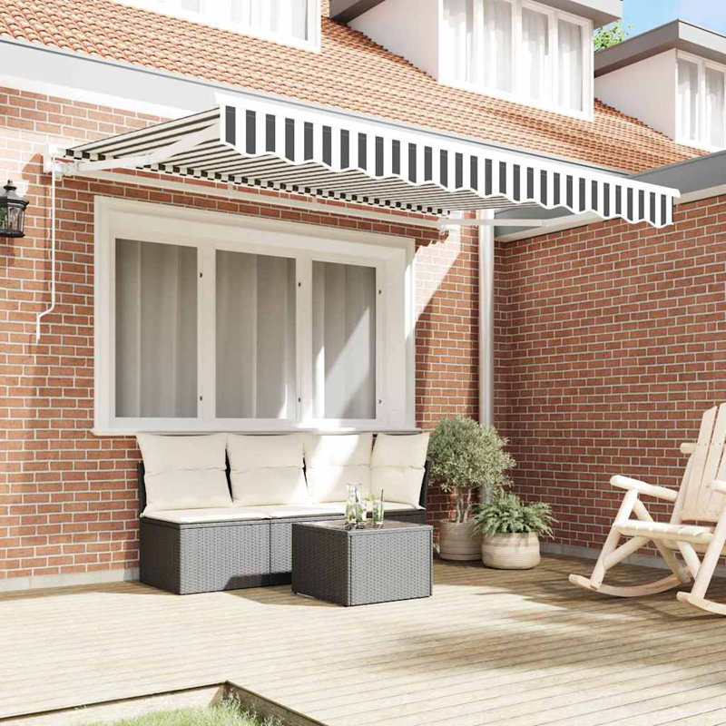 Retractable Awning, Anthracite/White/White, 350 cm W x 200 cm D