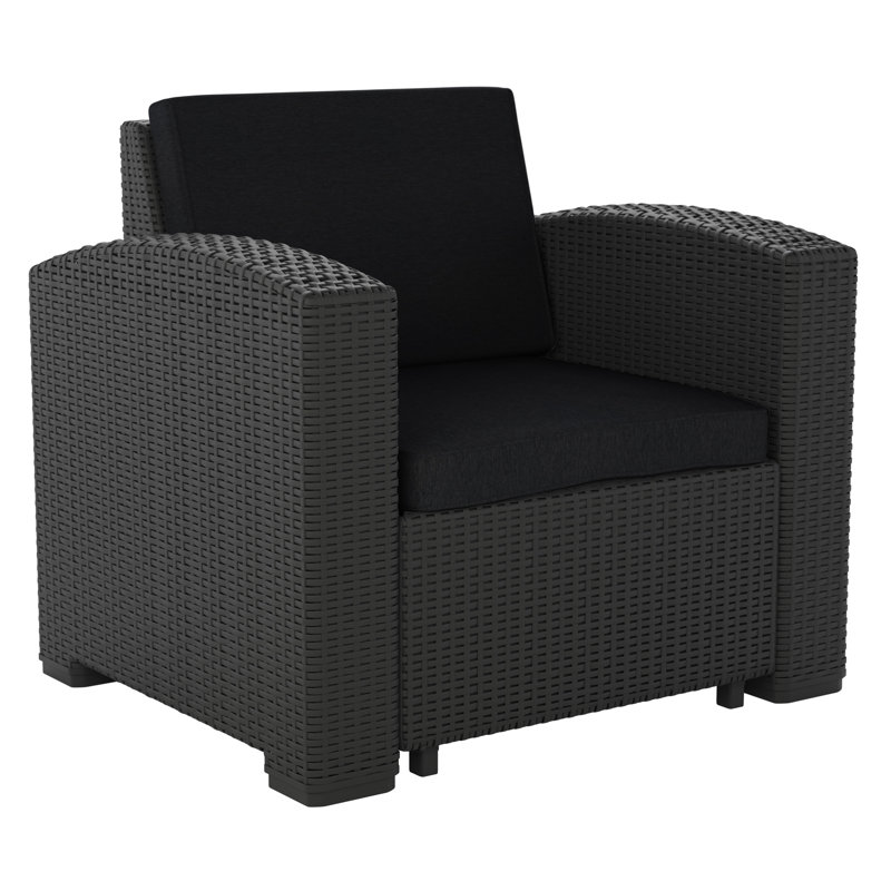 Chaise de patio avec coussins Mesvin, Noir