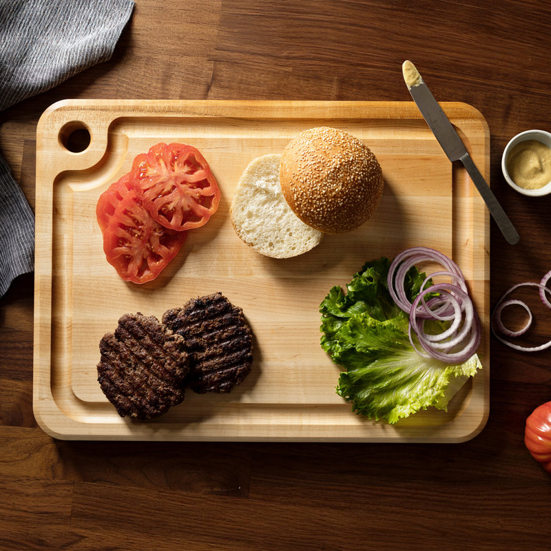 Maple Wood Reversible Cutting Board with Juice Groove