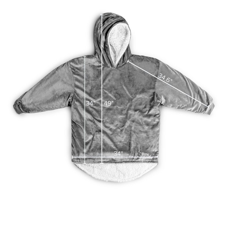 Gray Fleece and Sherpa Hooded Wearable Blanket with Sleeves