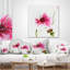Fleur rose avec tige et bourgeon - coussin à imprimé floral-30744244-30744247
