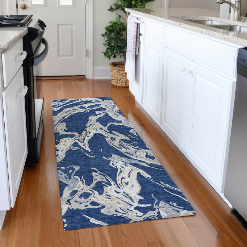 Premium Machine Washable Corum AMF1035 Abstract Rug, Runner 2'3" x 7'6"