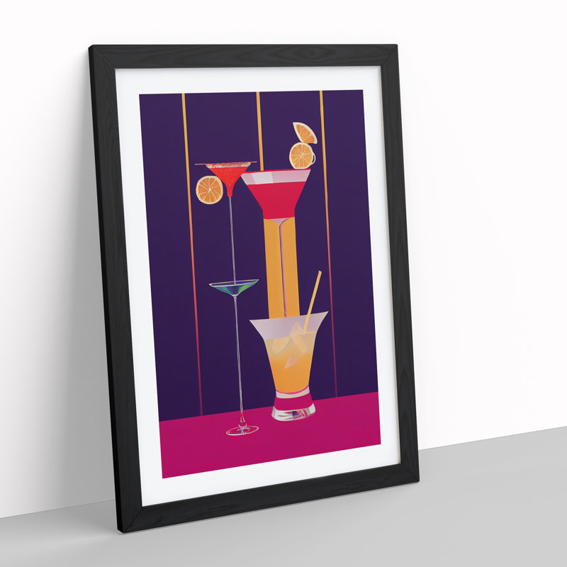 Selection Of Cocktails No.4 - Single Picture Frame Painting, Black Framed, 64cm H x 46cm W x 2cm D