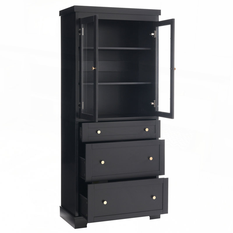 Modern High Freestanding Tall Bathroom Cabinet, Black