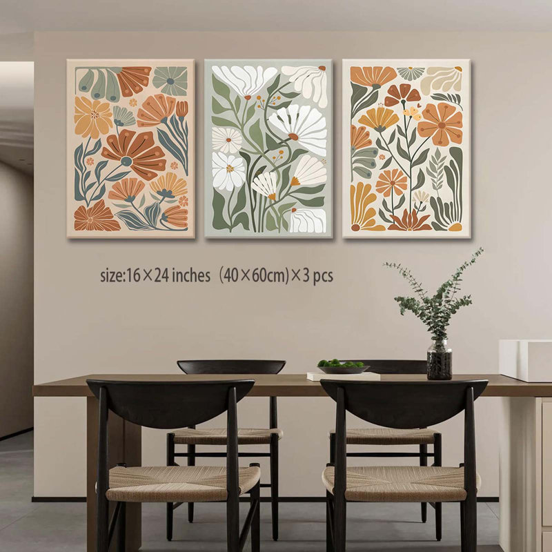 3 Piece Wrapped Canvas Print, 60 cm H x 40 cm W