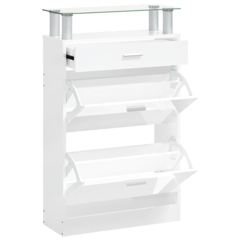 Flip Down Shoe Storage, Off White