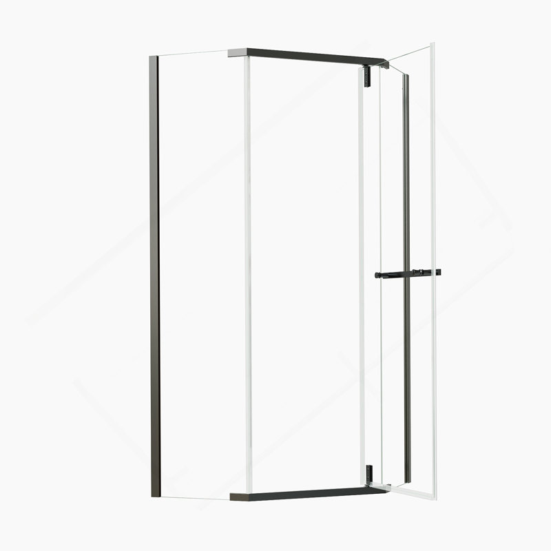 Corner Shower Enclosure 36 In. W X 72 In. H Frameless Neo-Angle Shower Enclosure, 1/4" (6Mm) Clear SGCC Tempered Glass, Pivot Shower Door In Matte Black,Shower Base Not Included