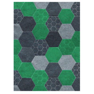 Tapis vert tissé à la machine Hex