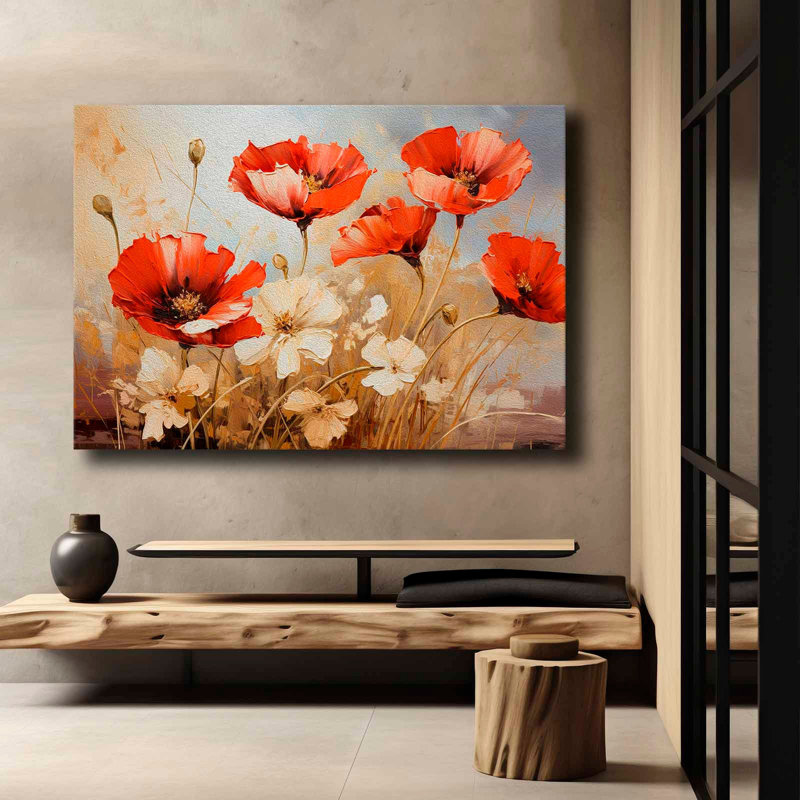 Art mural sur toile rouge et blanc