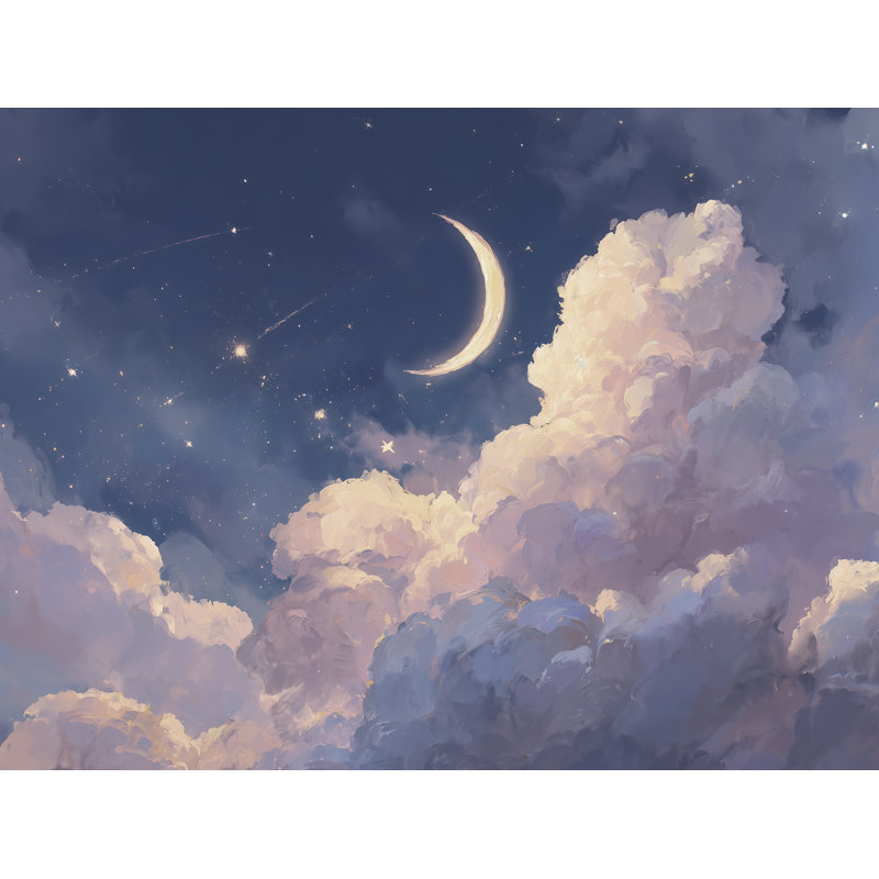 Décoration murale amovible lune ciel céleste, 100 po x 96 po, Peler et coller