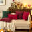 Pack Of 2 Christmas Wine Couch Throw Pillow Covers Soft Chenille Pillow Covers For Sofa Living Room Solid Dyed Pillow Cases-121018741