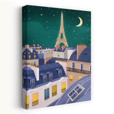 Paris la nuit, style classique romantique, architecture abstraite, affiche murale