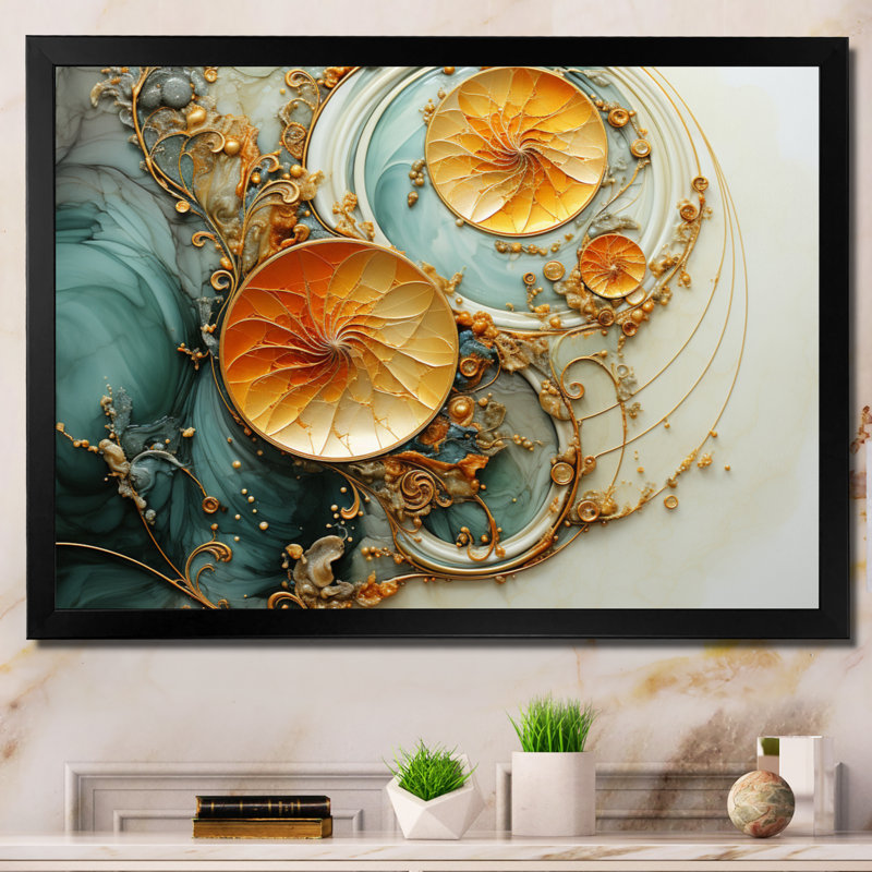 Organic Spiral - Abstract Spirals, impression d'art mural, H 16 po x l 32 po x P 1 po, Cadre photo noir