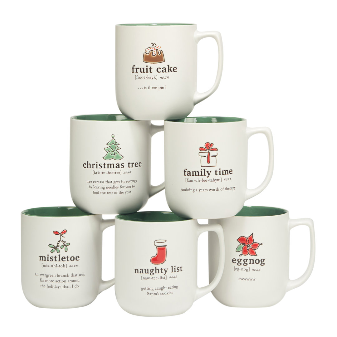 Christmas Fun Green Sayings Set of 6  Mug 16 oz. asst. Certified International