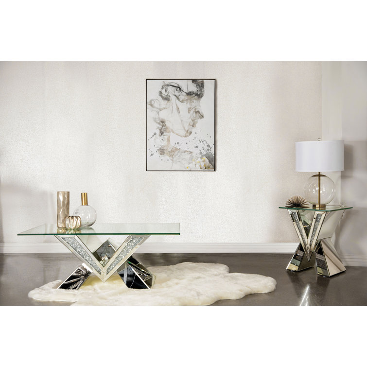 Hetzel 2-Piece Mirrored Coffee And End Table Set Silver