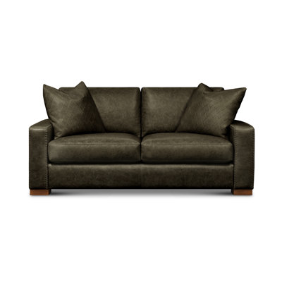 Causeuse à accoudoirs carrés en cuir véritable 72 po Urban Cowboy