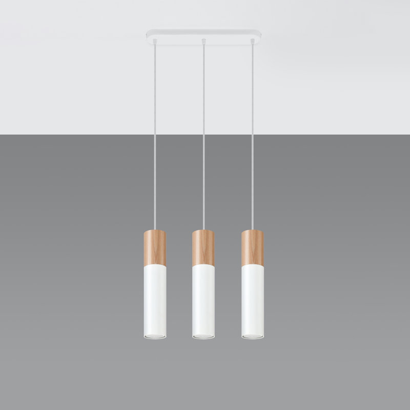 Driskell 3 - Light Kitchen Island;Cylinder;Cluster Pendant, White