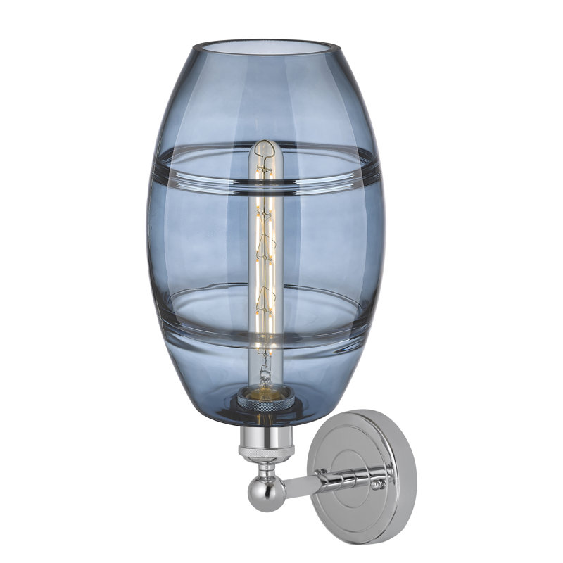 Applique murale en acier Bettylou, Chrome poli, H 12,13 po x l 8 po x P 8,5 po, Bleu princesse