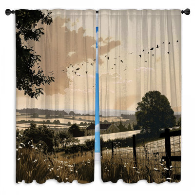 Landscape Window Curtains  Nature Sheer & Room Darkening - 2 Panels