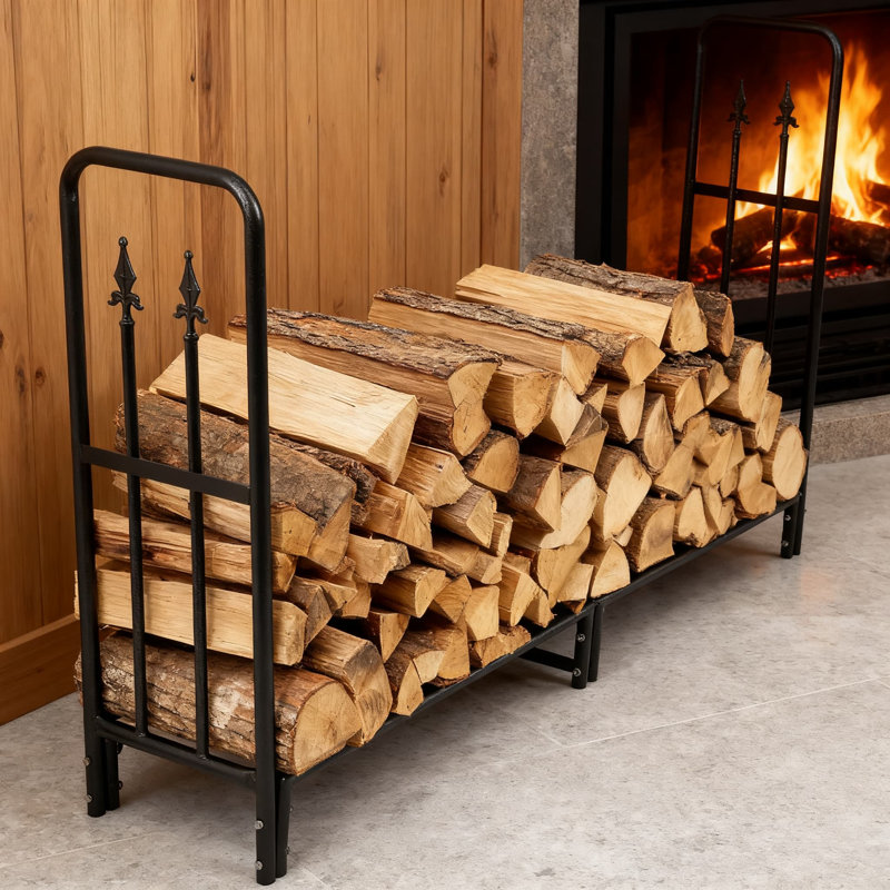 6-Foot Heavy-Duty Firewood Rack For Indoor And Outdoor Use - Powder-Coated Steel Log Holder And Storage Stacker