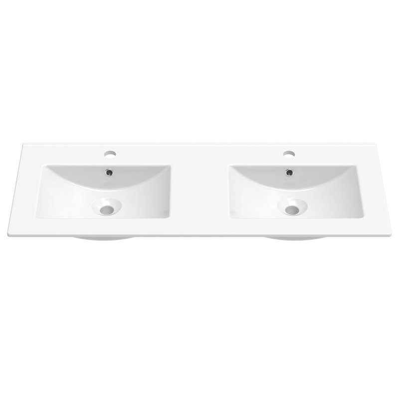 Lavabo de meuble-lavabo double 48 po avec 2 trous simples