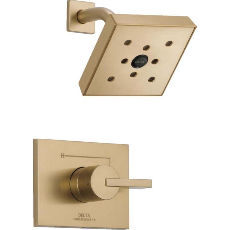 Garniture de robinet de douche à inverseur avec poignée levier et technologie H2okinetic Vero, Bronze-Champagne lustré