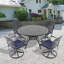 5-Piece All-Weather Cast Aluminum Dining Set, Include 4 Swivel Chairs And 47.24" Round Table With Frame