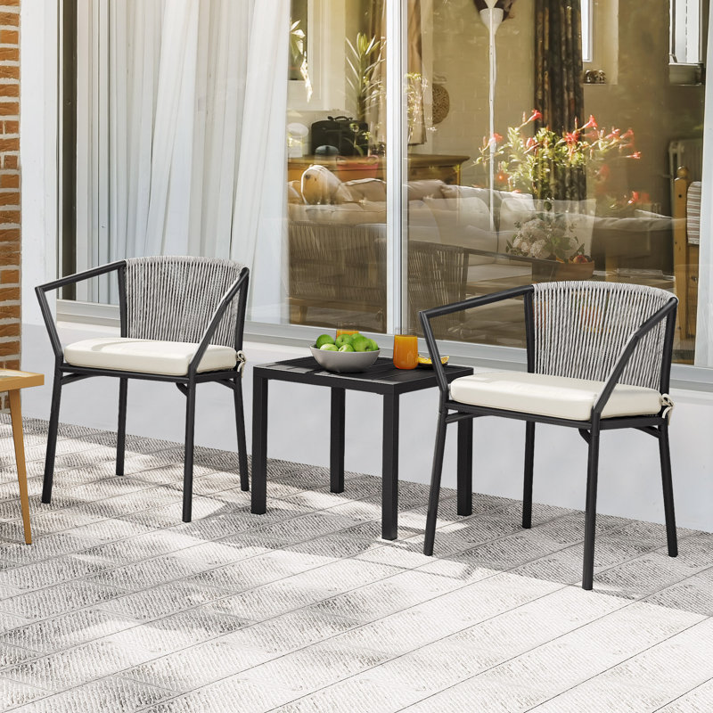 Buela 2 - Person Patio Conversation Set with Cushions, Grayish White