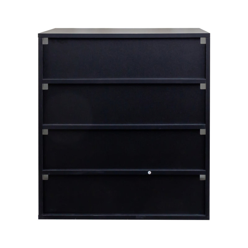 Rangement pour chaussures avec DEL et matériaux - Boîte en bois empilable à 4 niveaux, Noir