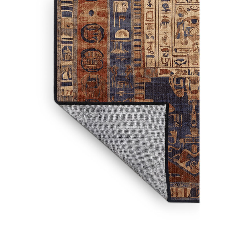 Machine Washable Brown Area Rug, Rectangle 5' x 8'