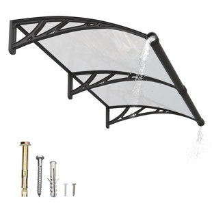 Solid Polycarbonate Sheet Window Awning Door Canopy  Panel with Large Drainage Grooves Bracket Outdoor Patio Shelter