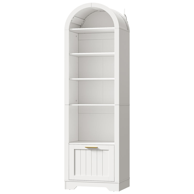 71" Arched Cabinet Bookcase with Drawer and Shelves