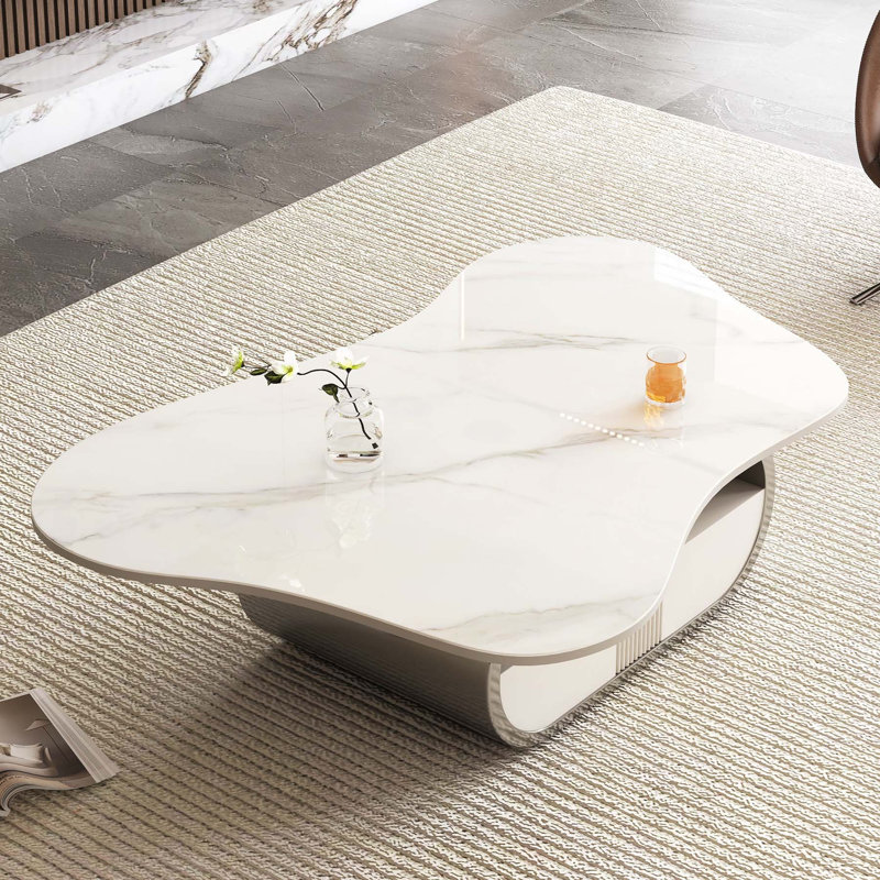 Table basse moderne avec plateau en pierre frittée Modern Butterfly, Gris