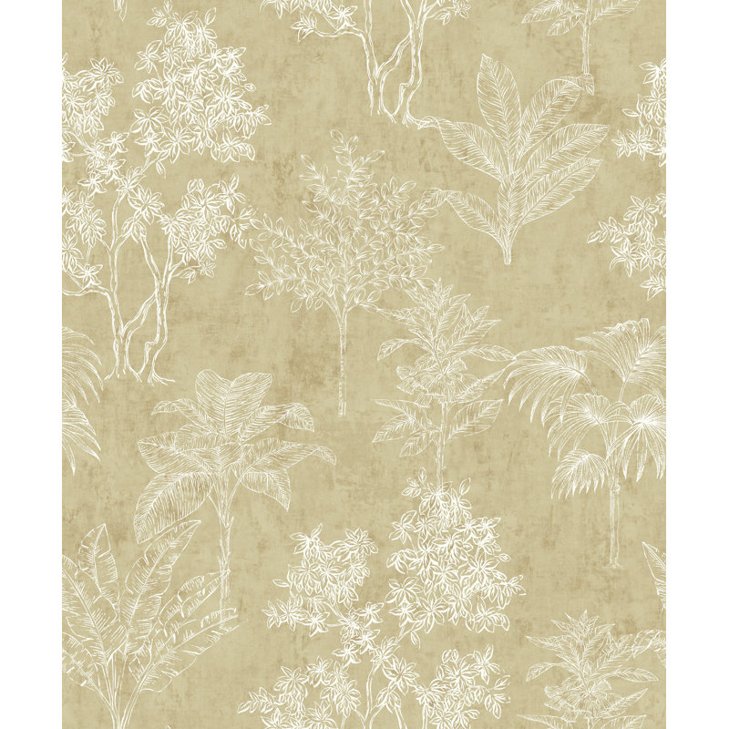 Zen Floral Paper Metallic Wallpaper Roll, Cream
